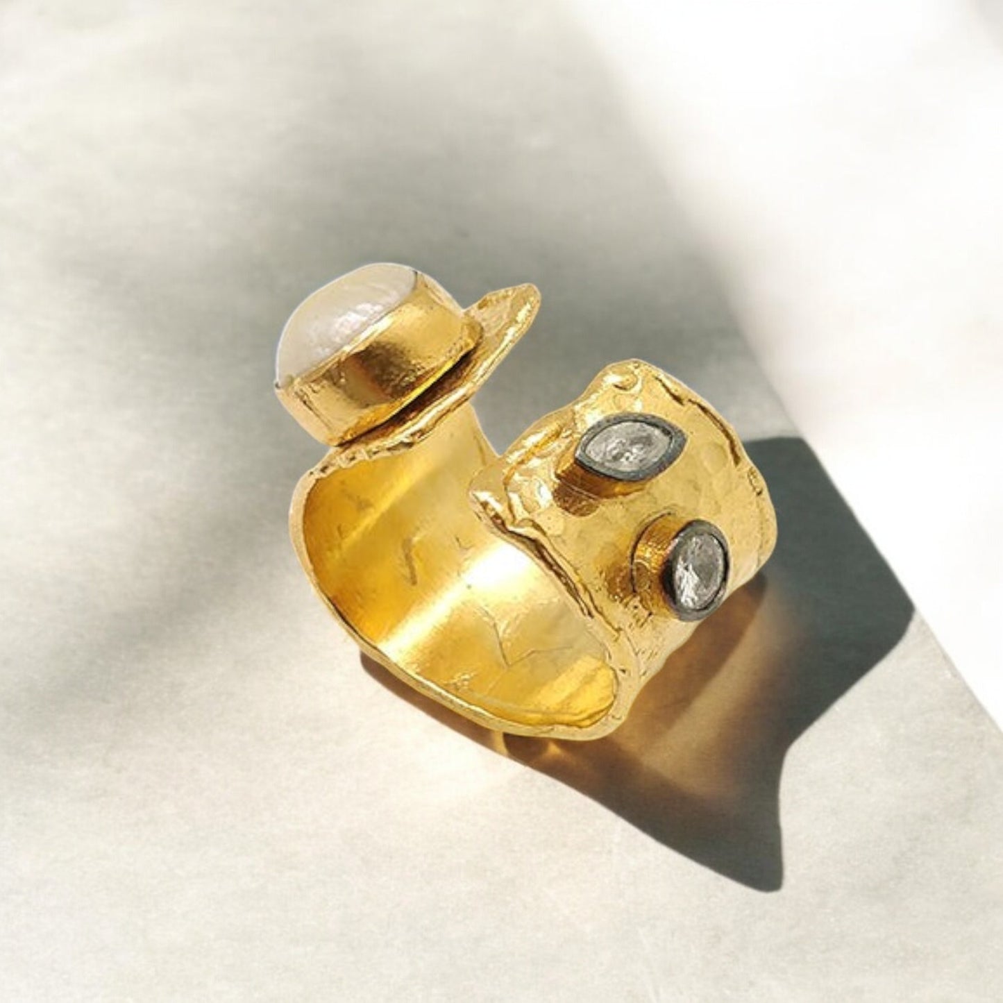 Aurora Fancy Two Side Cuff Gold Ring