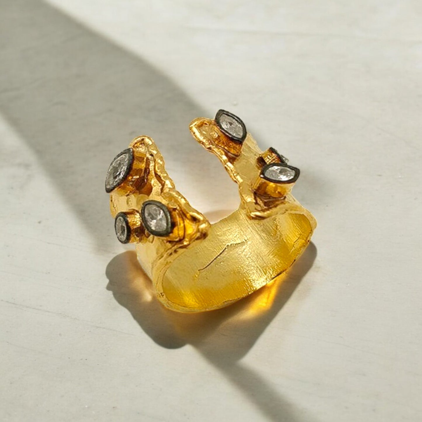 Aurora Fancy Two Side Cuff Gold Ring
