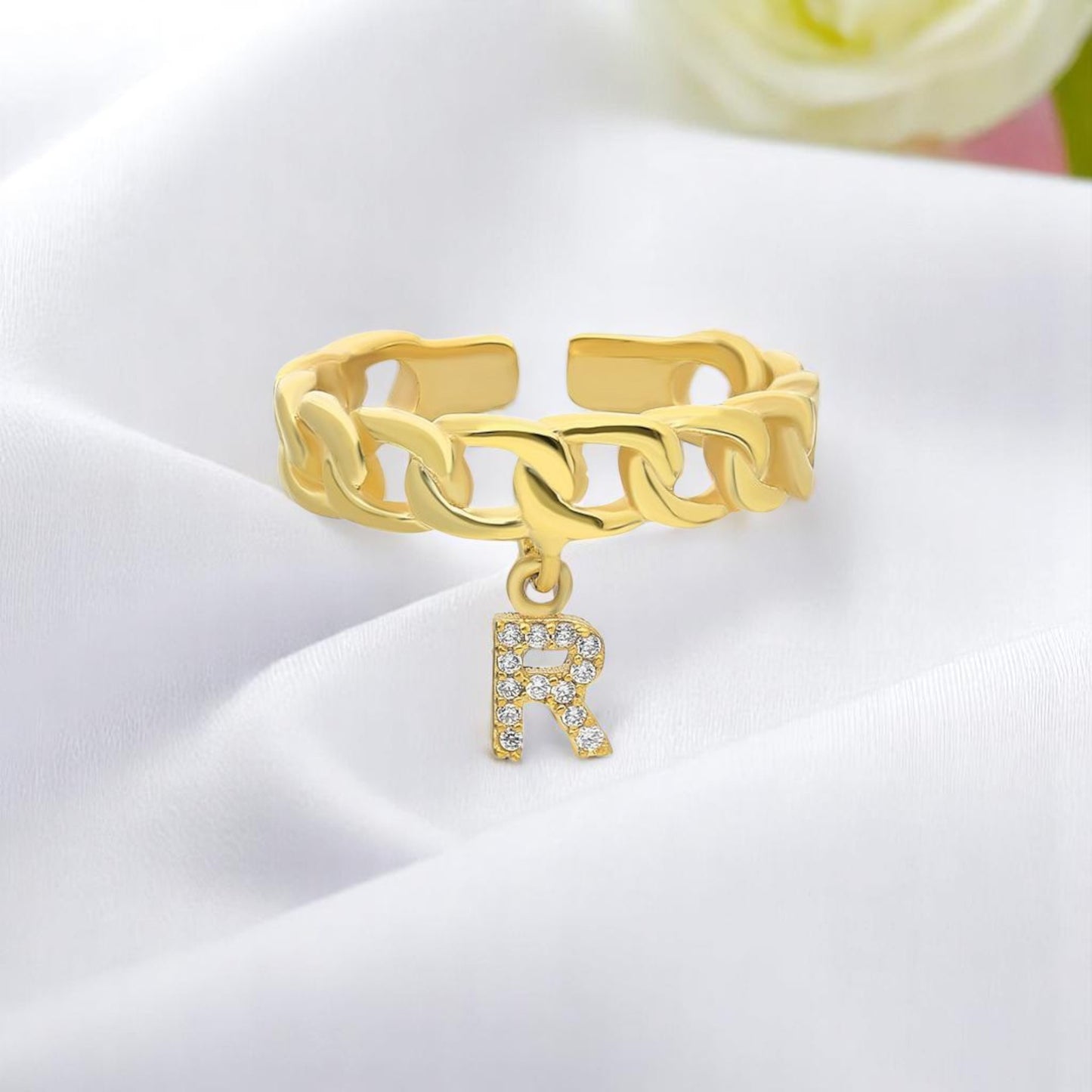 Personalized Diamond Initial Ring