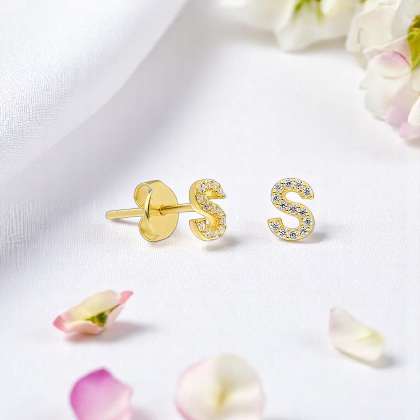 Personalized Diamond Initial Stud Earring