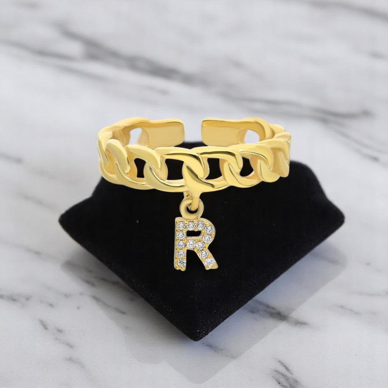 Personalized Diamond Initial Ring