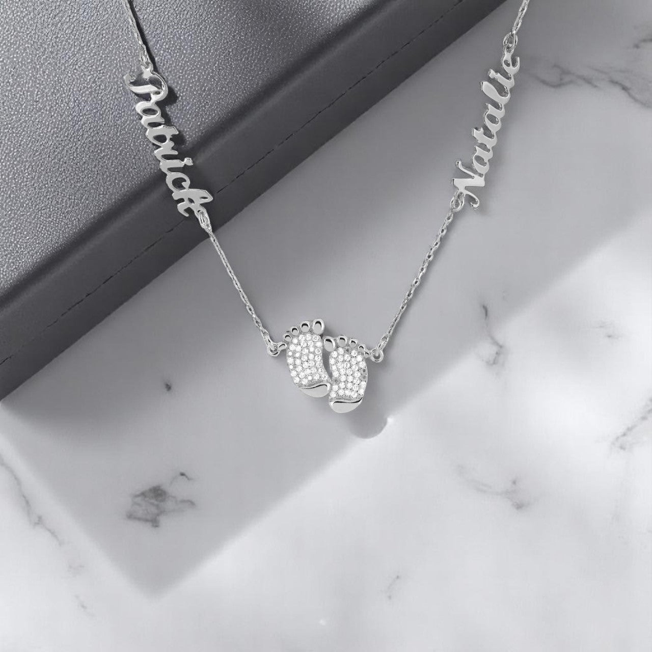 Personalized Engraved Two Name Foot Necklace