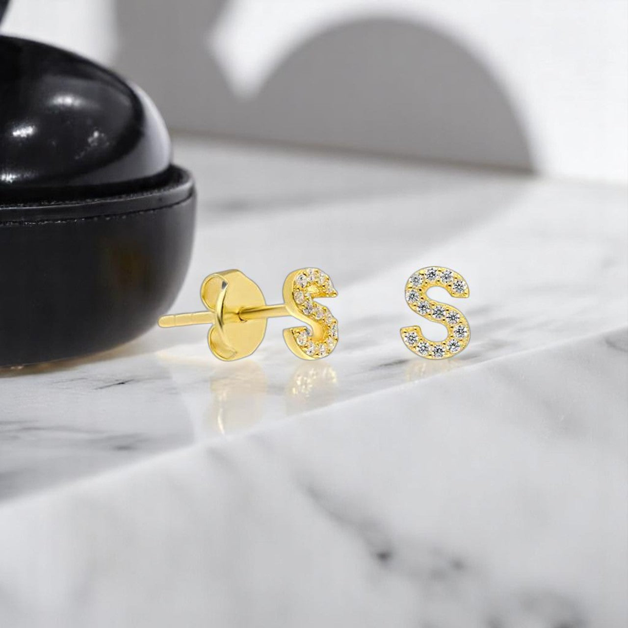 Personalized Diamond Initial Stud Earring