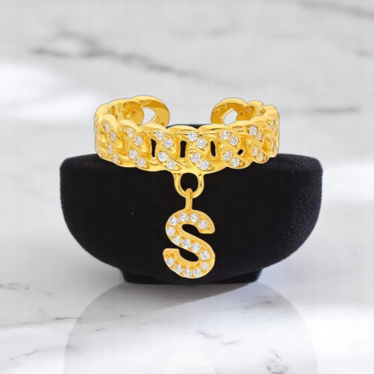 Personalized Diamond Initial Diamond Band Ring