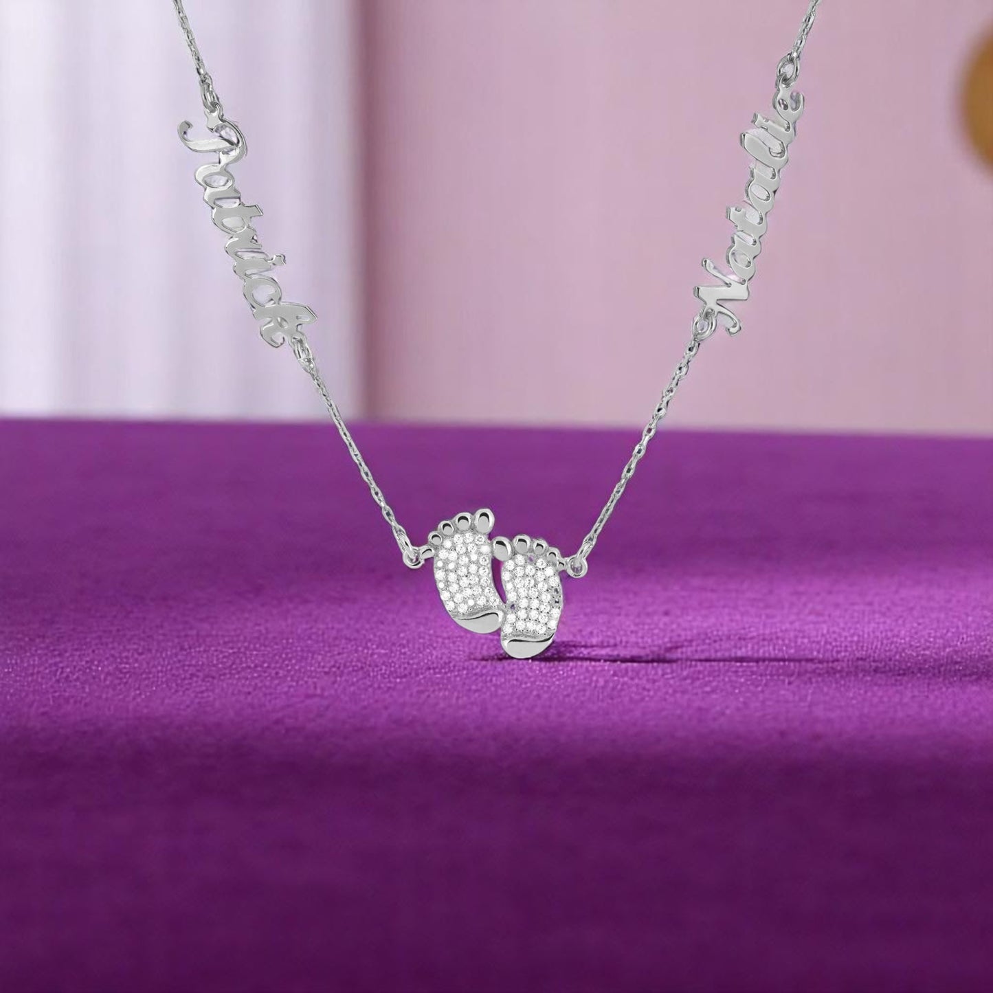 Personalized Engraved Two Name Foot Necklace