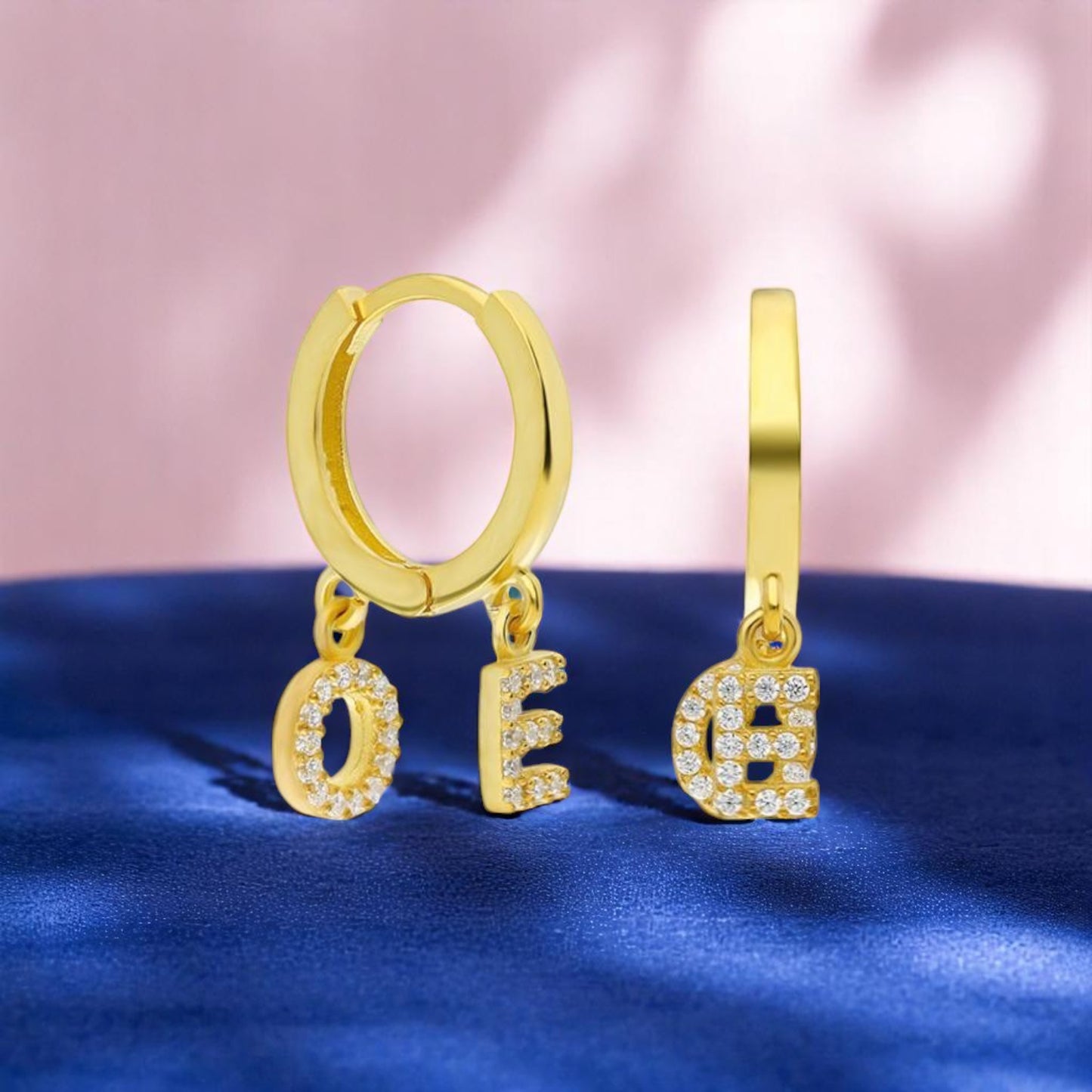 Personalized Diamond Two Initial Earring