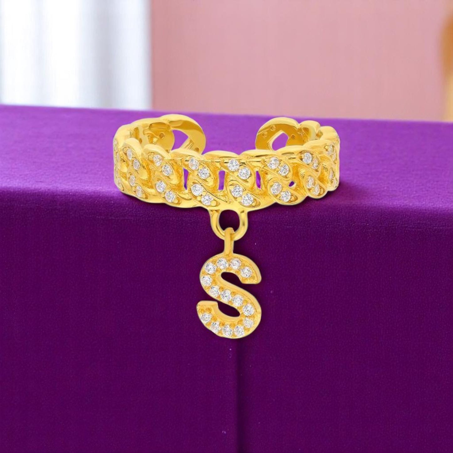 Personalized Diamond Initial Diamond Band Ring