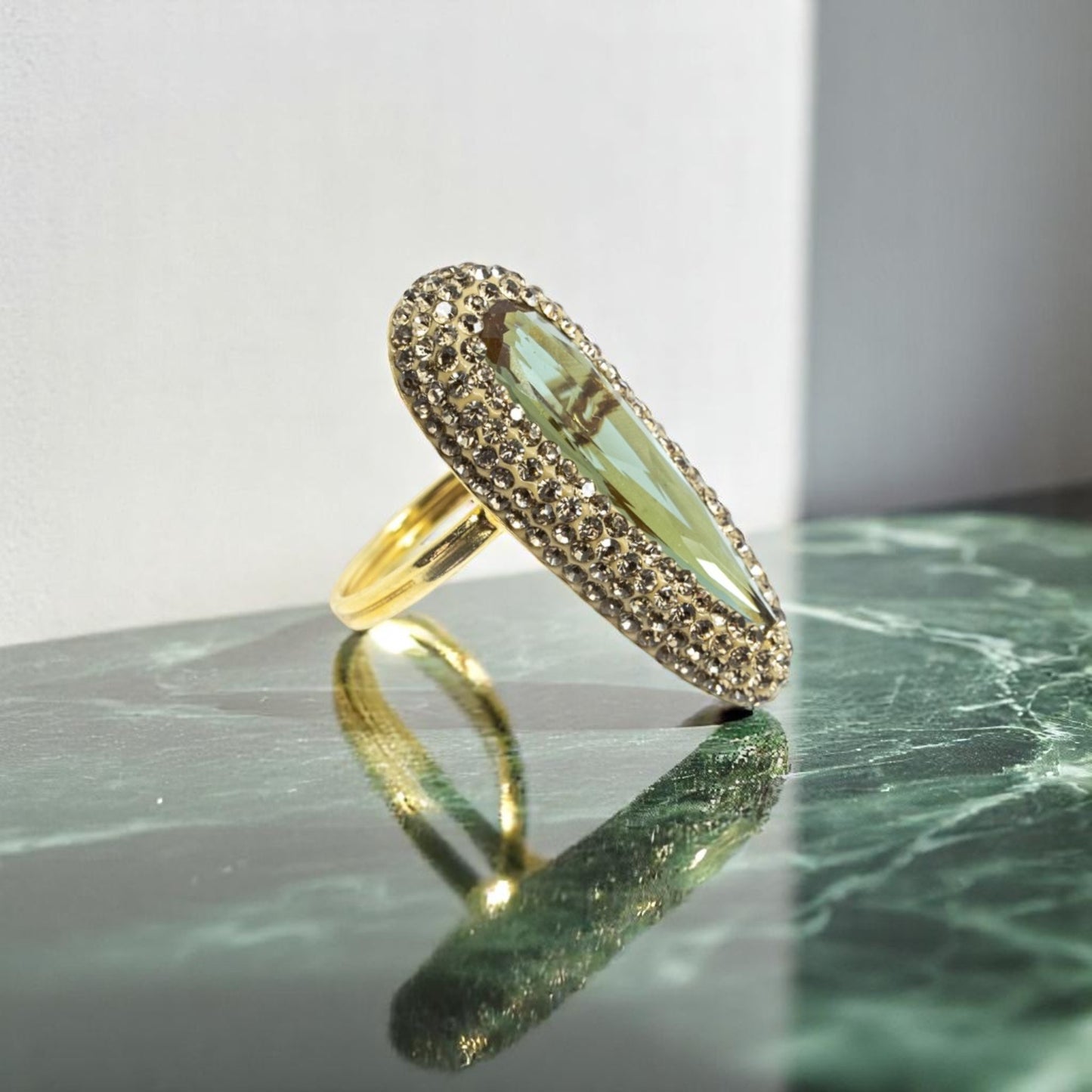 Long Oval Shaped Diaspore Ring