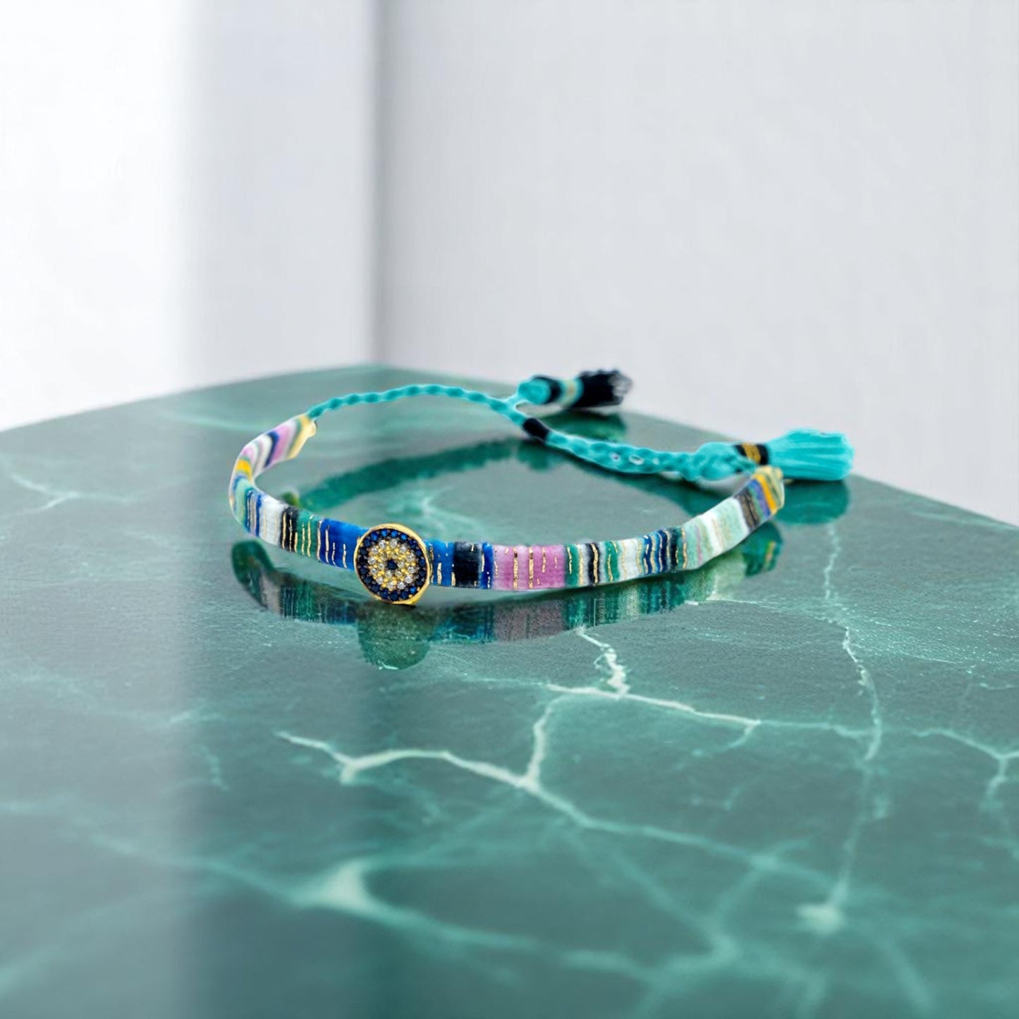 Evil Eye Bracelet with Colorful Threads
