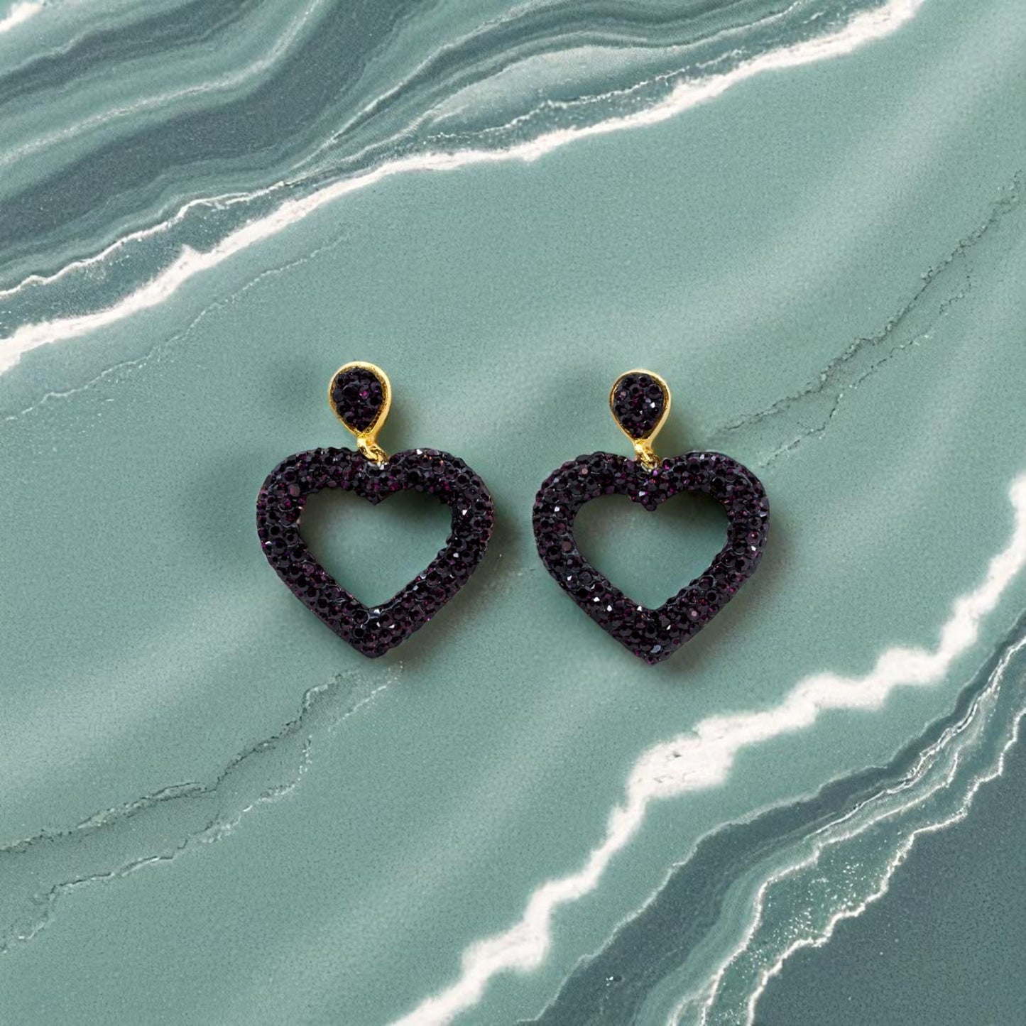 Purple Open Heart Earrings