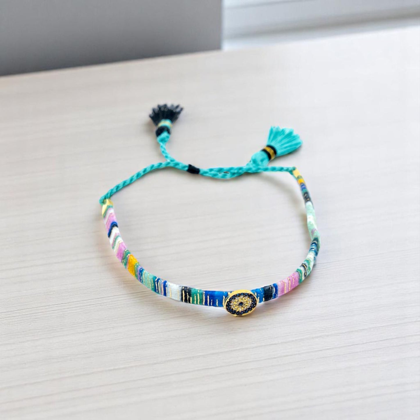 Evil Eye Bracelet with Colorful Threads