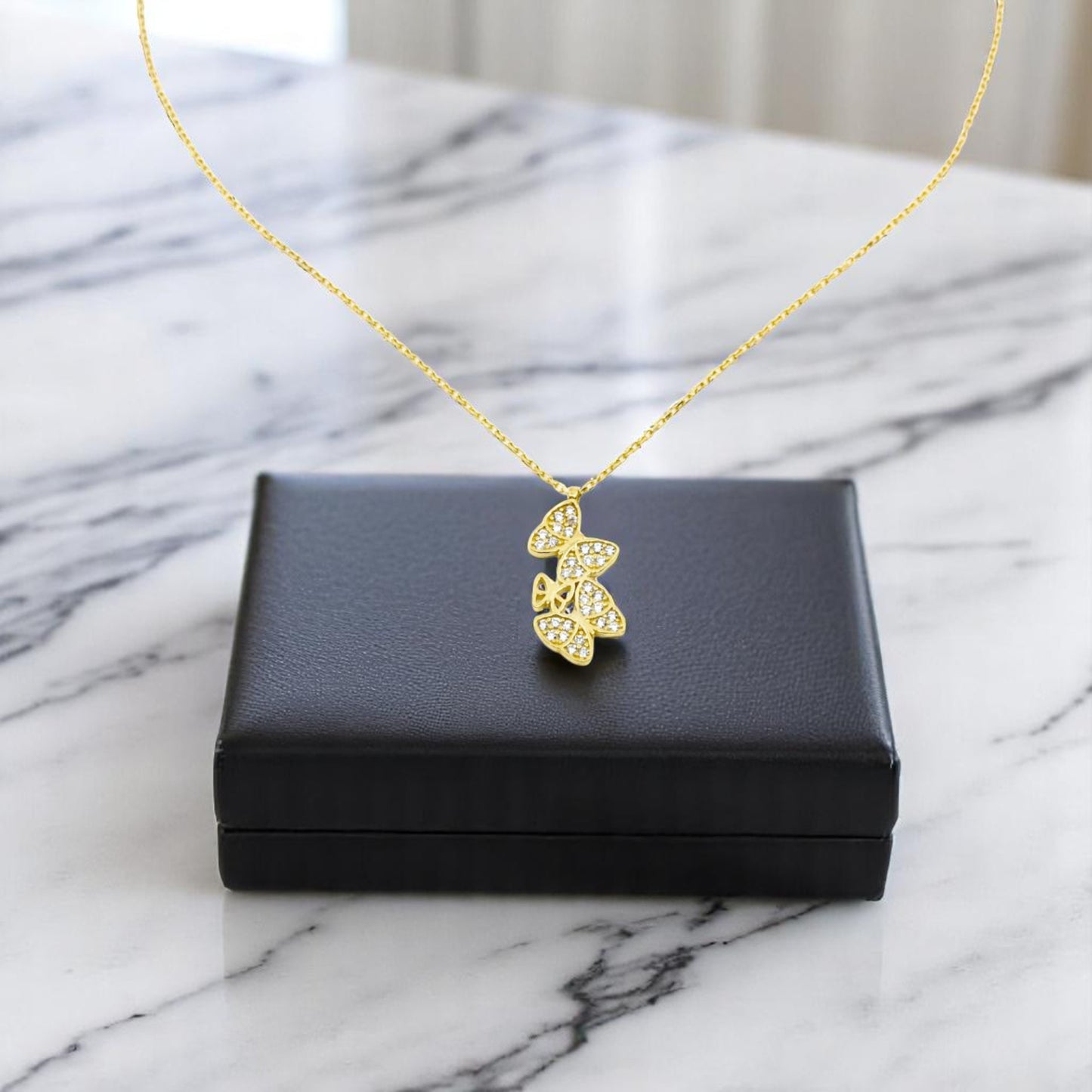 Three Butterfly Necklace