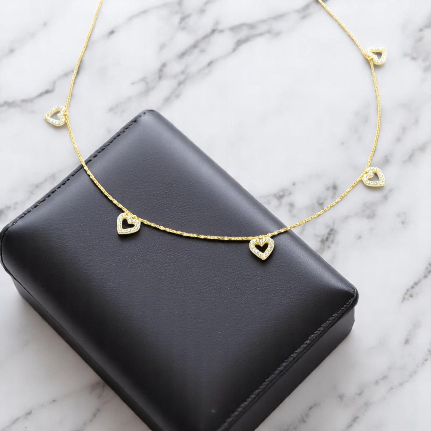 Five Open Hearts Choker Necklace