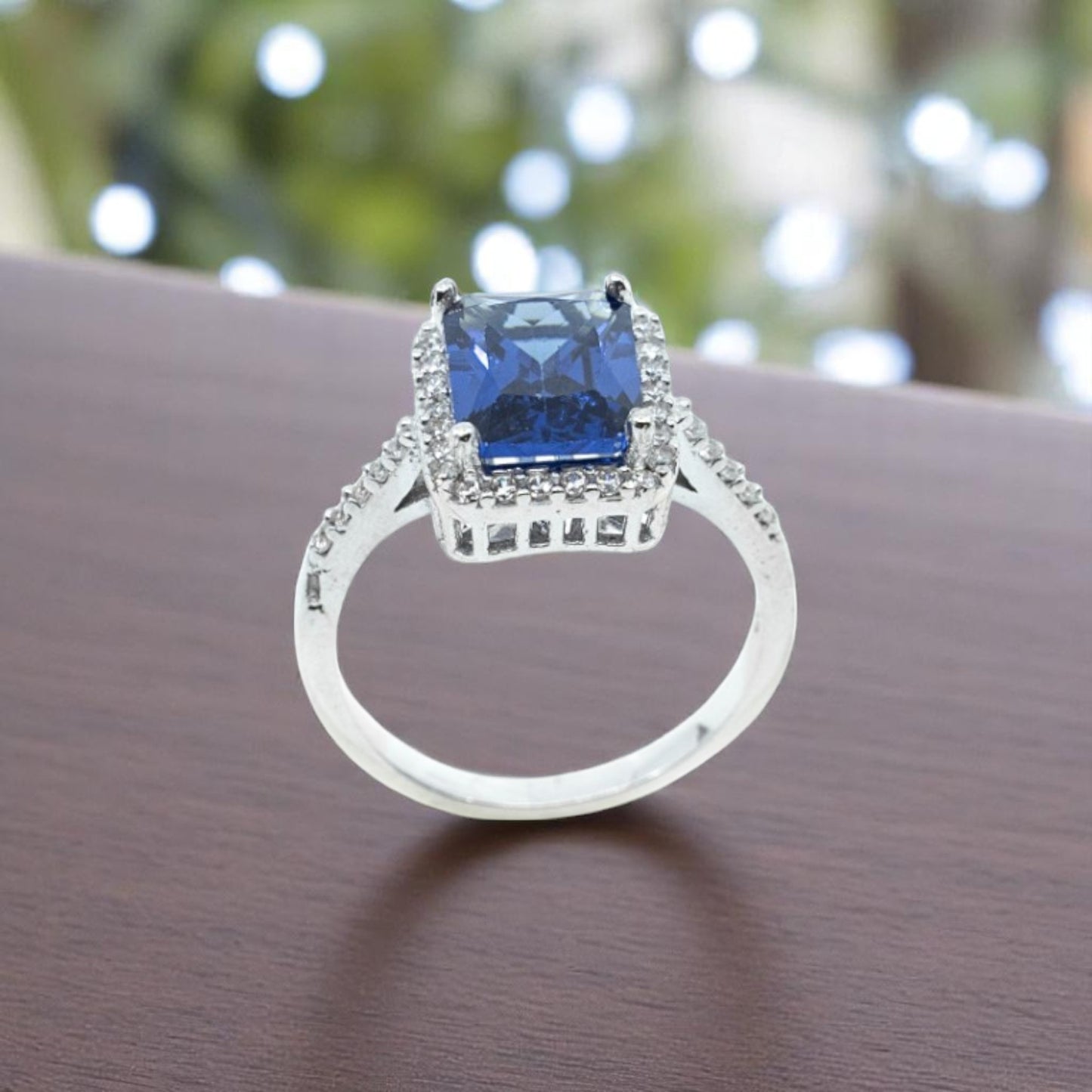 Cushion Cut Blue Sapphire Ring