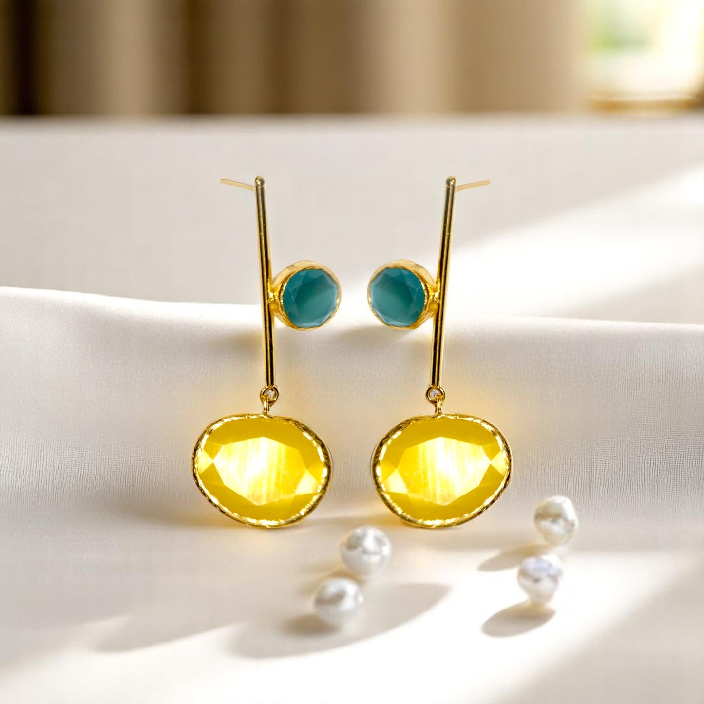 Aurora Mustard Modern Gold Earings