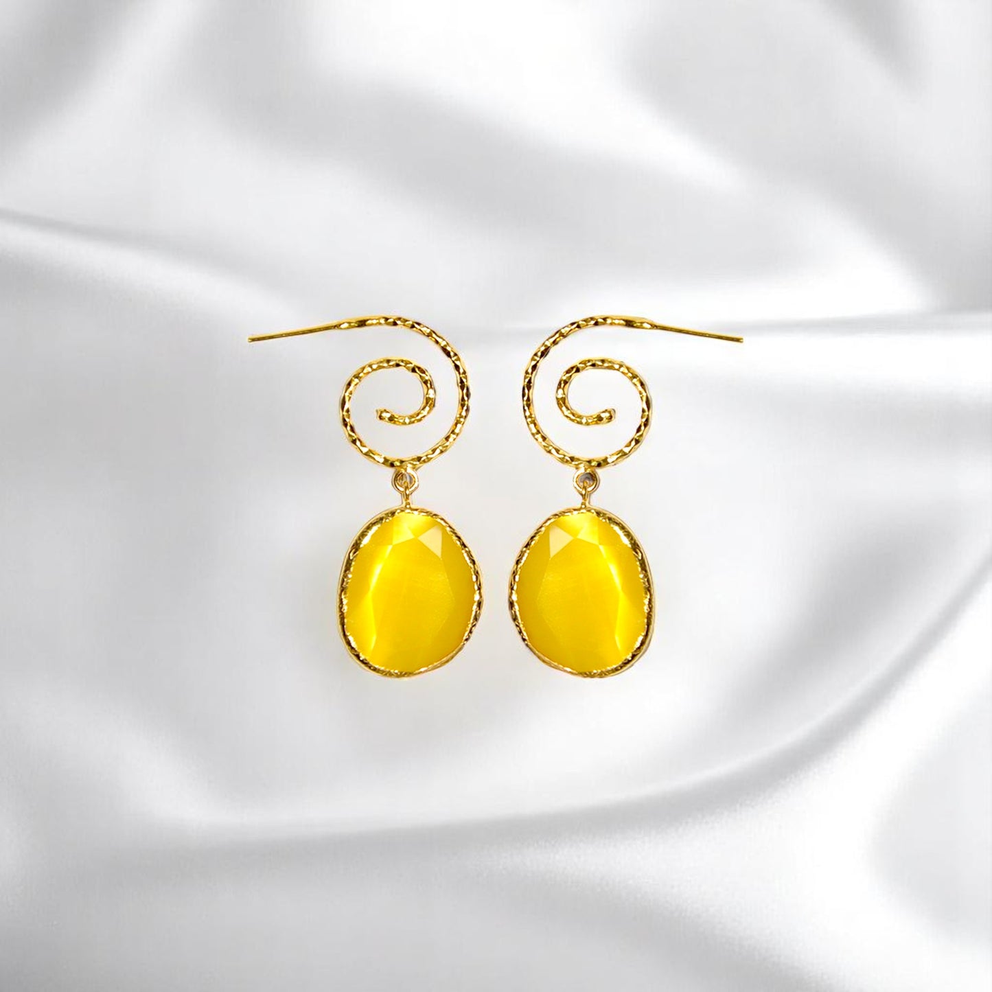 Aurora Yellow Spiral Gold Earrings