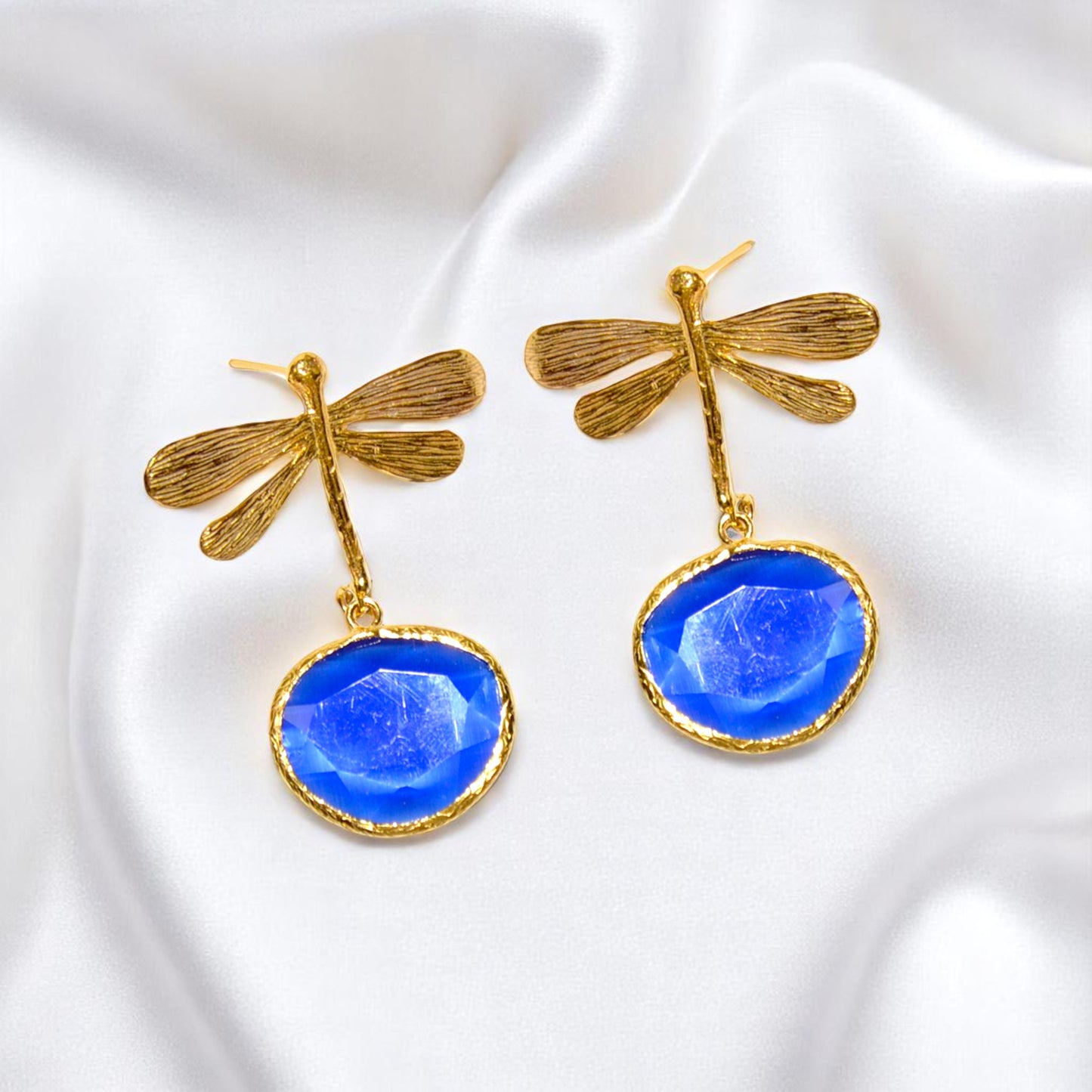 Aurora Blue Dragon Fly Earrings