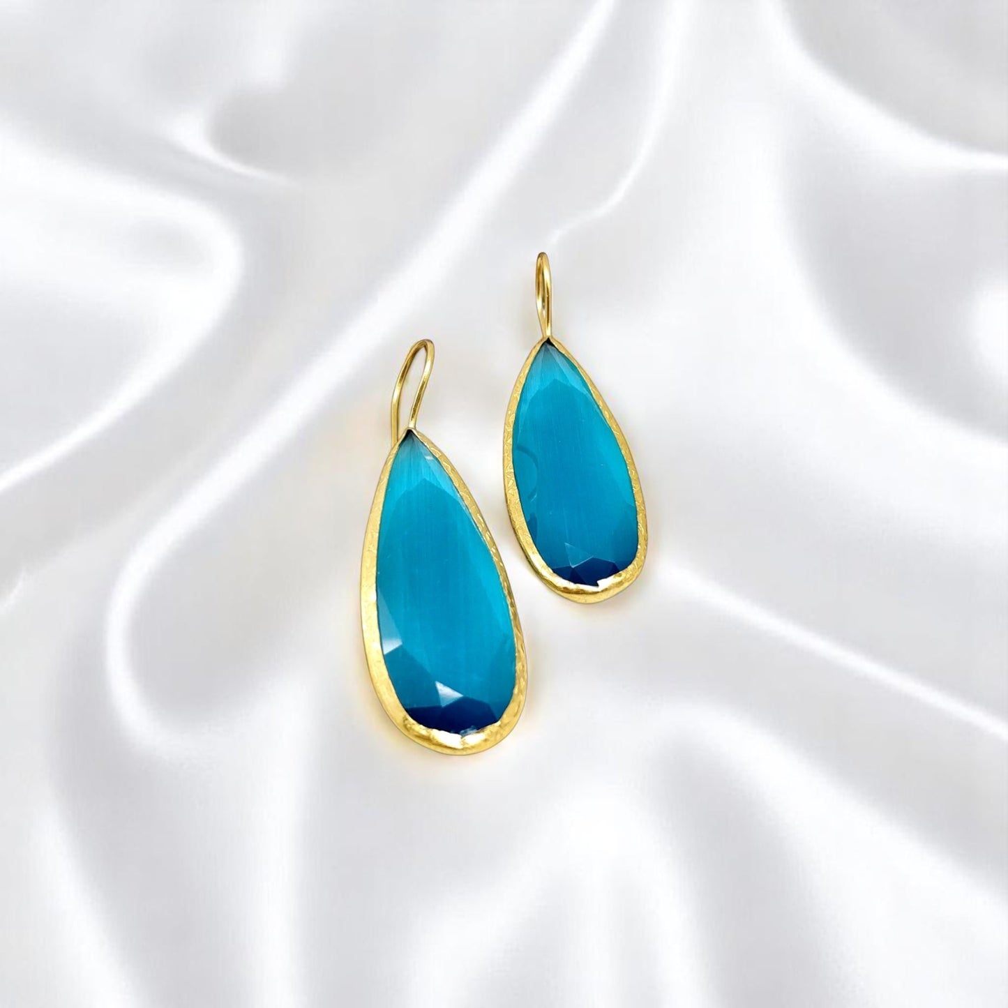 Ocean Blue Gold Earrings