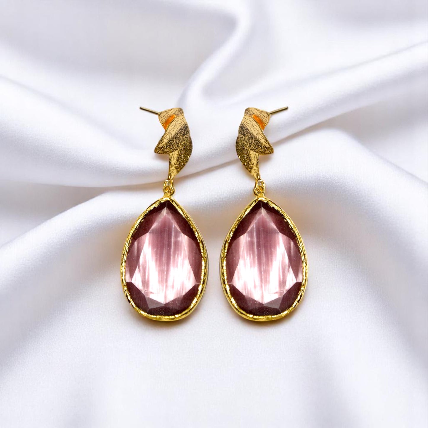 Aurora Purple Tulip Gold Earrings