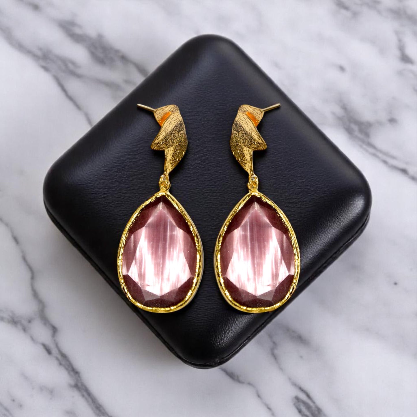 Aurora Purple Tulip Gold Earrings