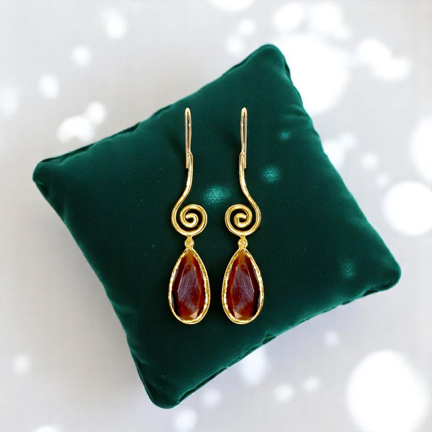 Aurora Brown Spiral Gold Earrings