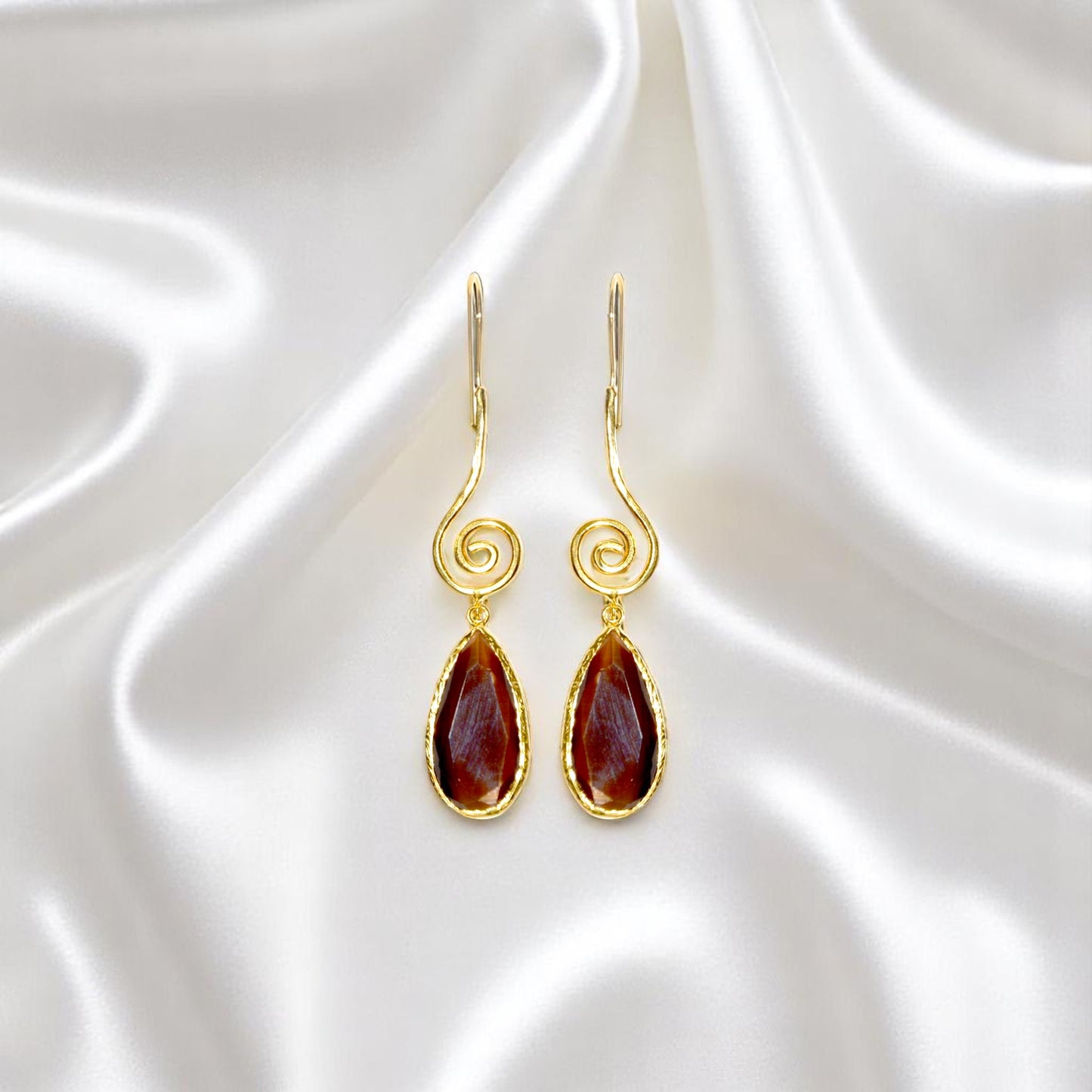 Aurora Brown Spiral Gold Earrings