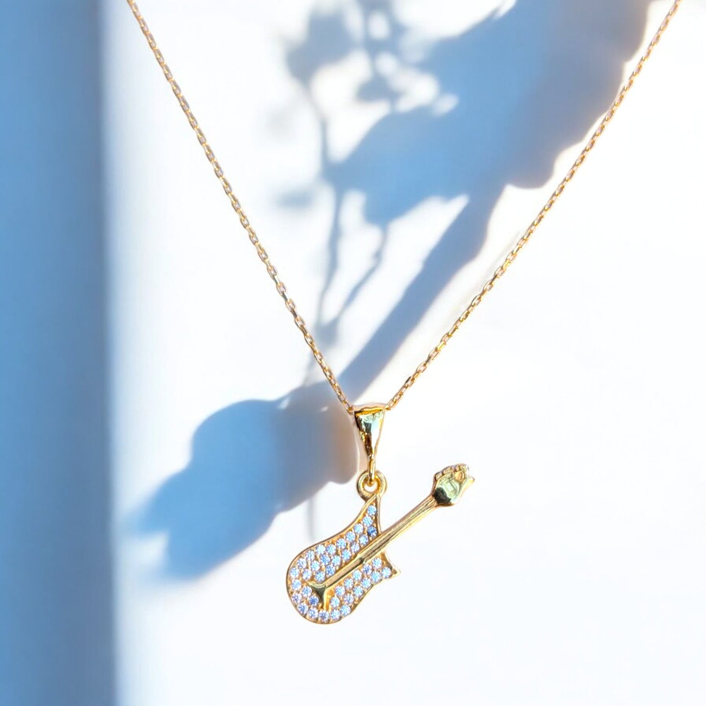 Guitar Pendant with CZ Stones