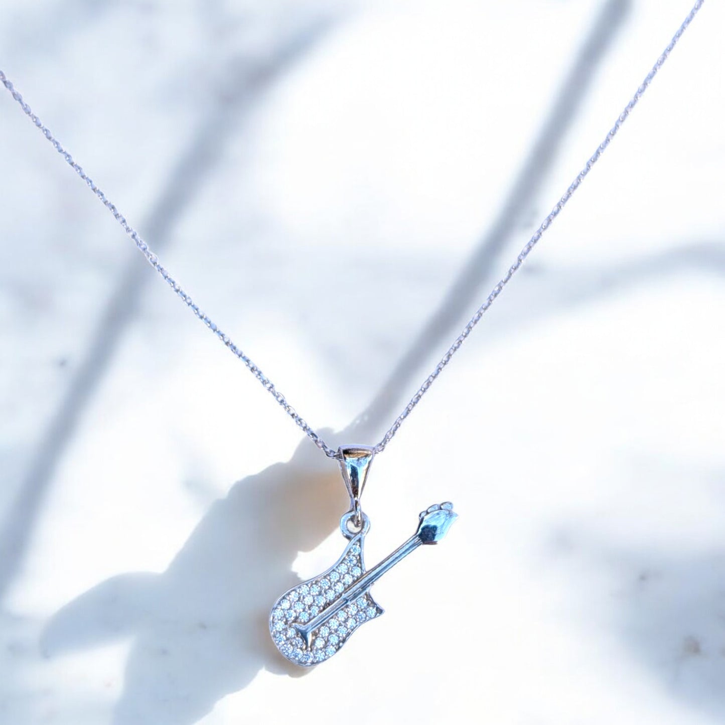 Guitar Pendant with CZ Stones