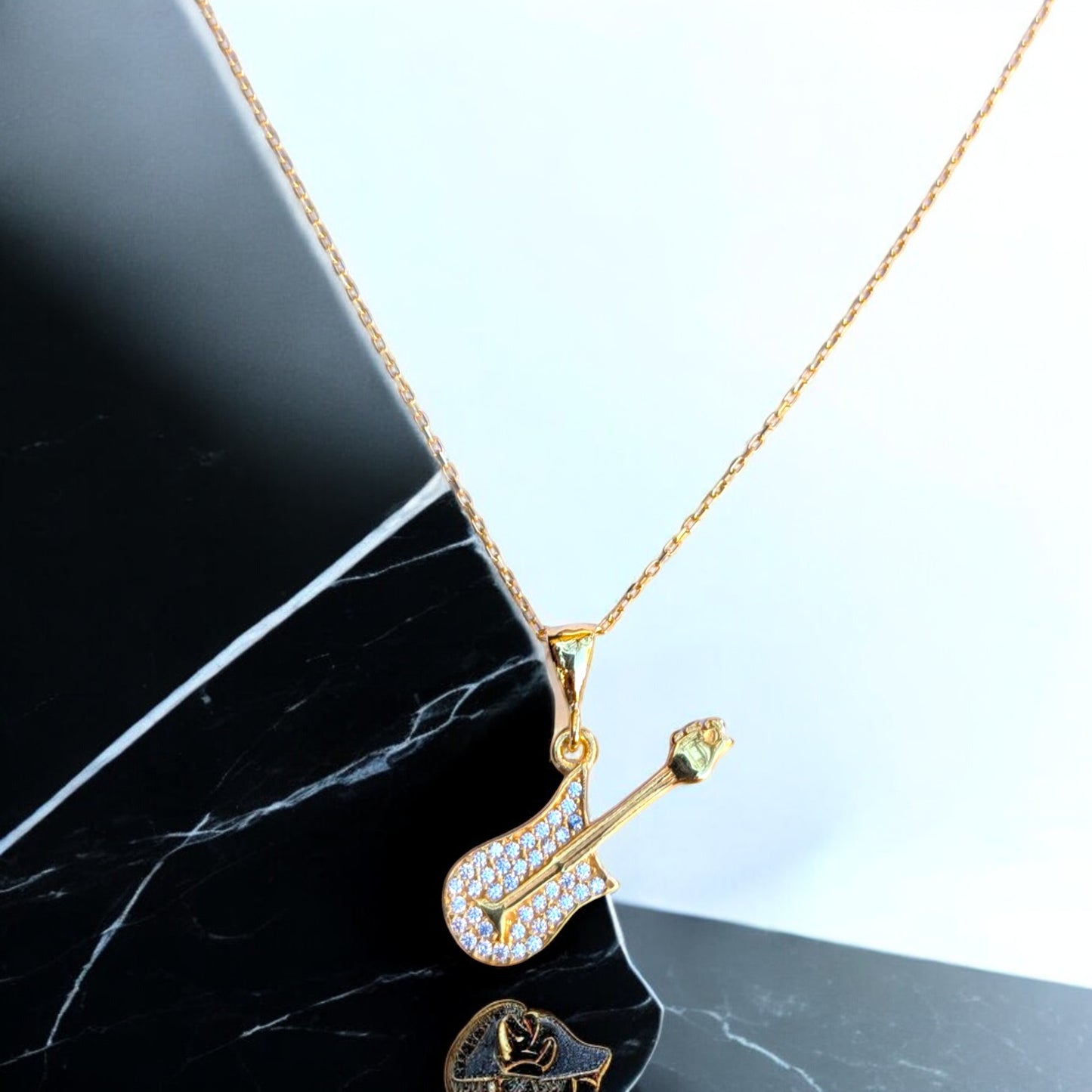 Guitar Pendant with CZ Stones