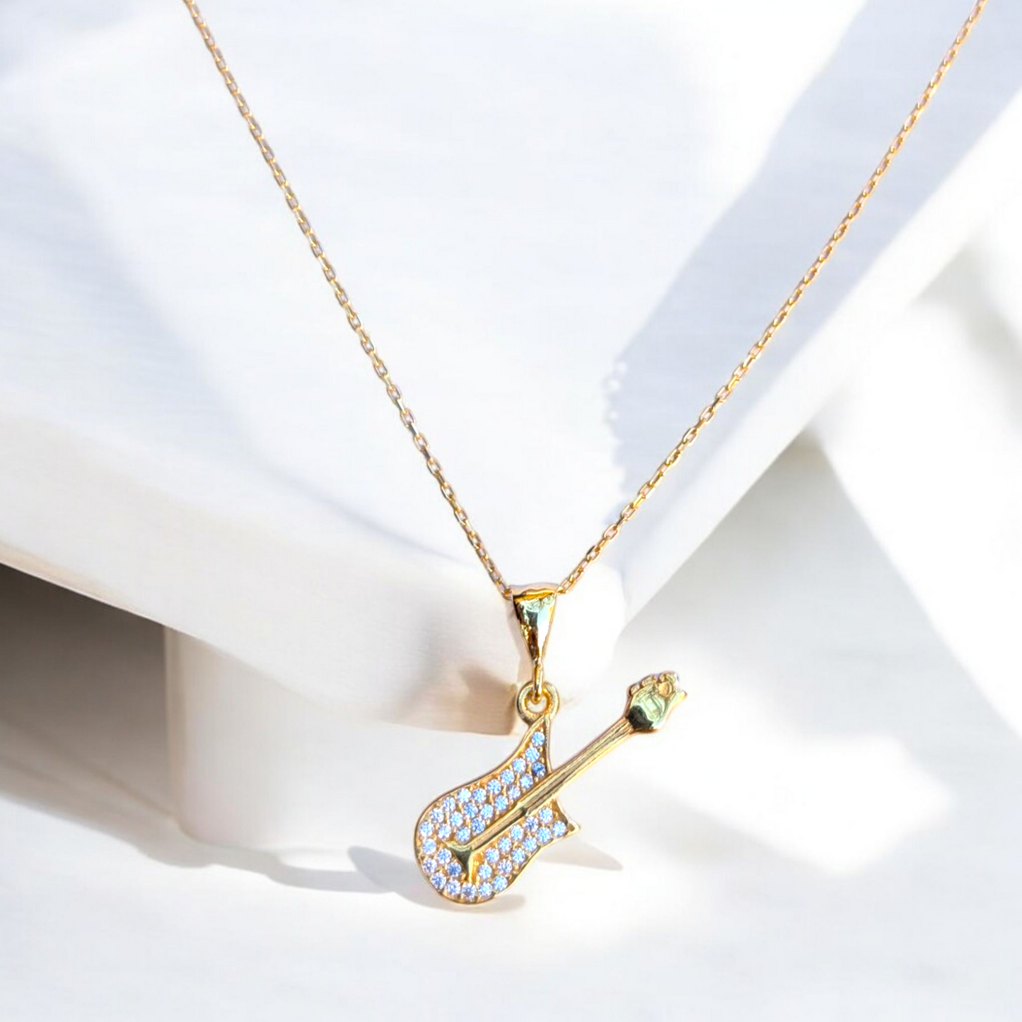 Guitar Pendant with CZ Stones