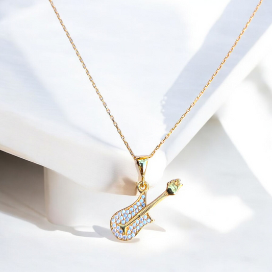 Guitar Pendant with CZ Stones