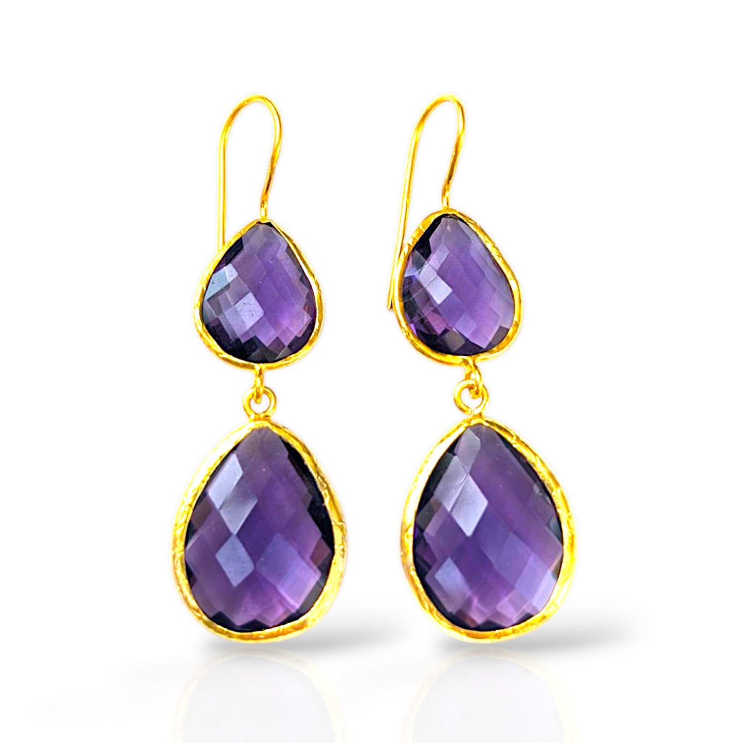 Amethyst Double Stone Earrings