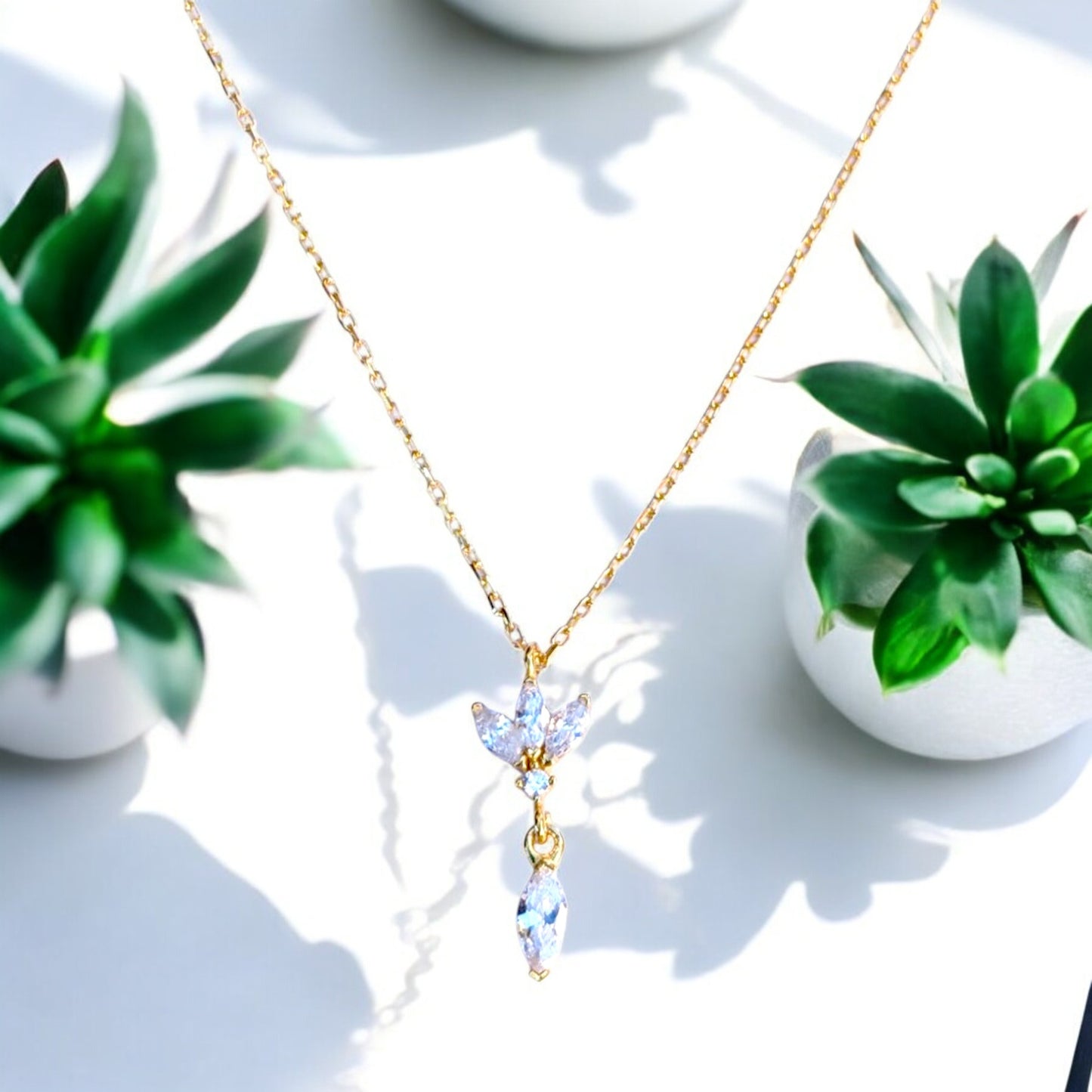 Trio Lotus Gold Necklace