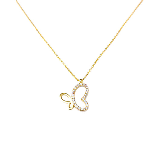 butterfly necklace with clear stones