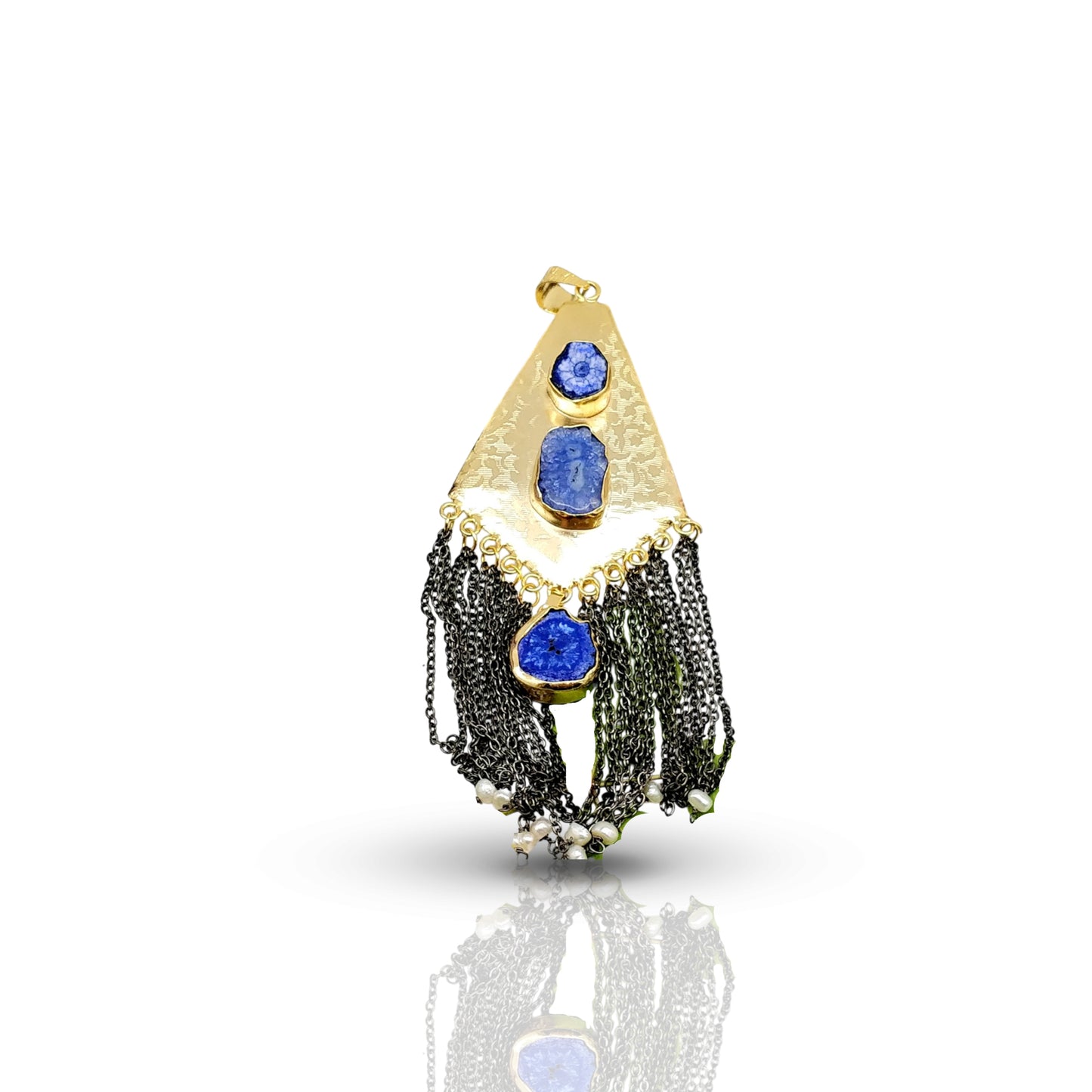 Navy Blue Boho Style Tessal Necklace