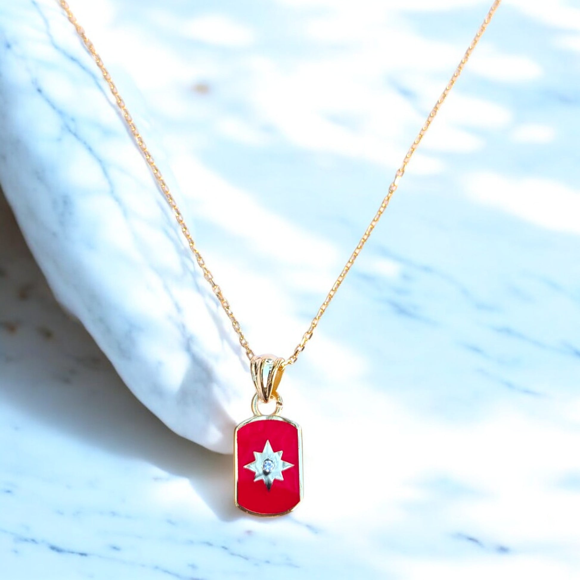 North  Star Enameled Necklace