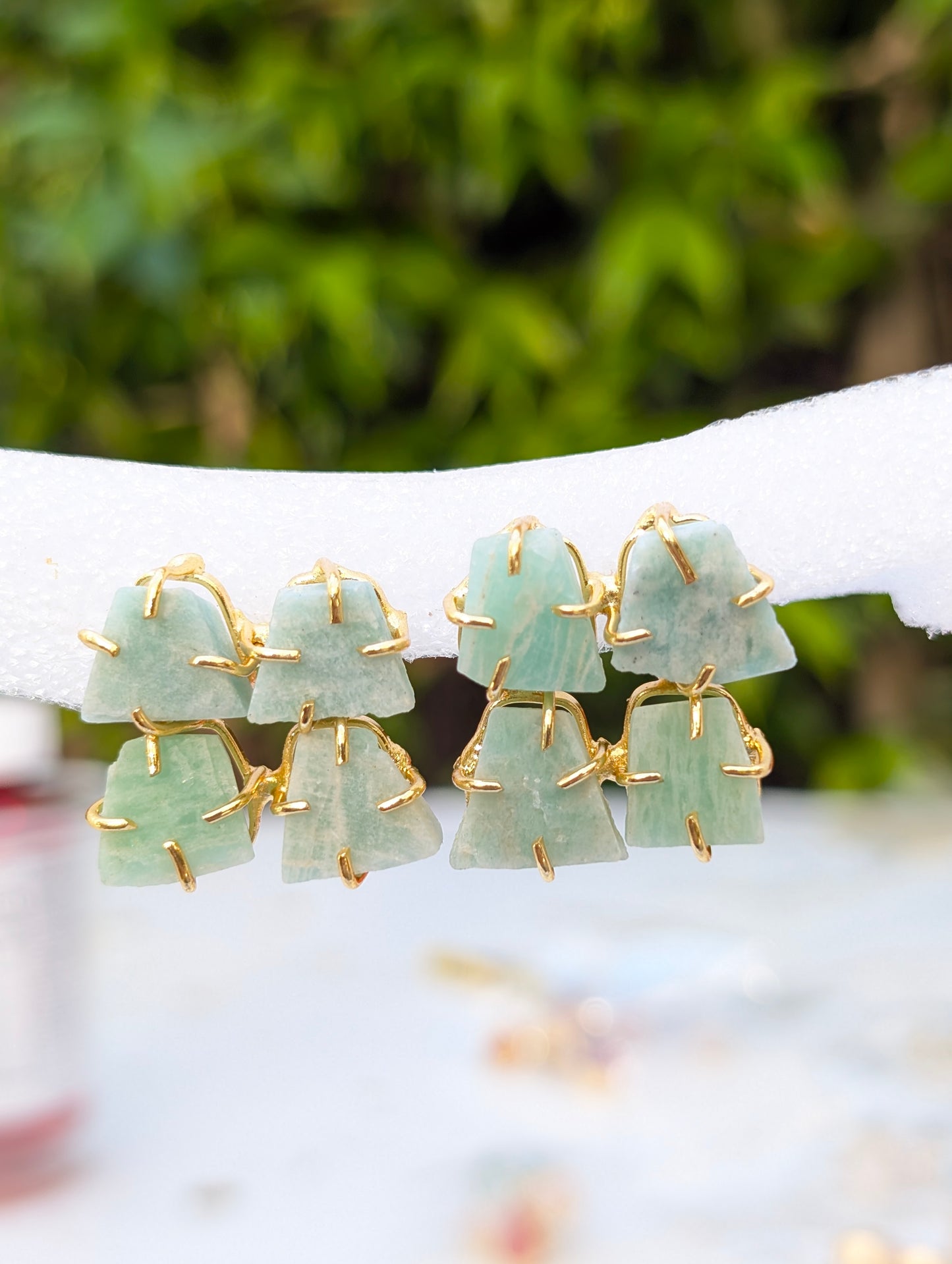 Rough Apetite Stone Handmade Gold Stud Earrings