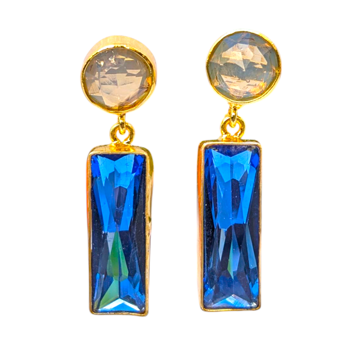 Rough Amethyst and Rough Citrine Handmade Gold Earrings (Copy)
