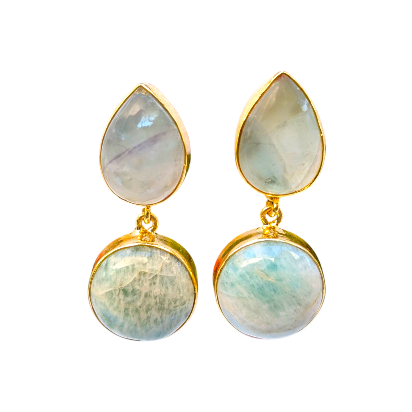 Amazonite Handmade Gold Earrings