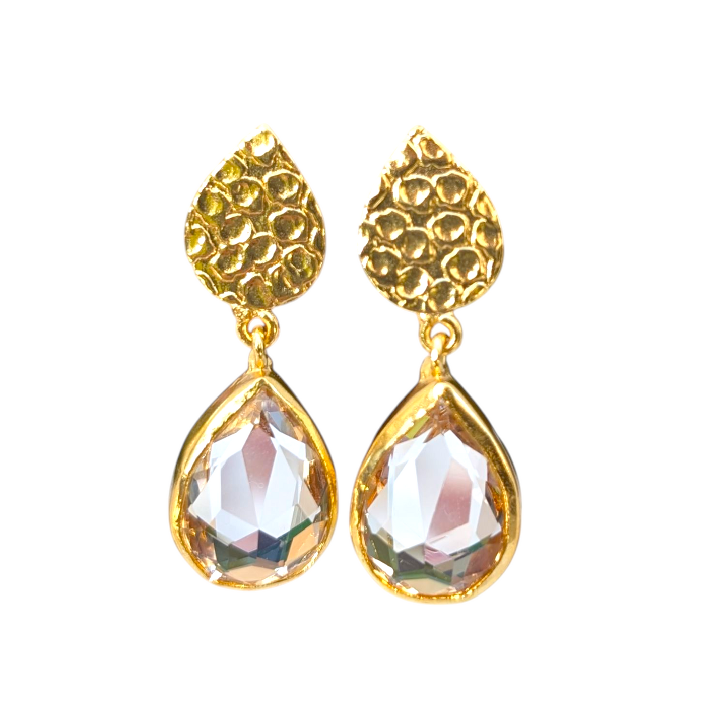 Clear Glass Gold Earrings
