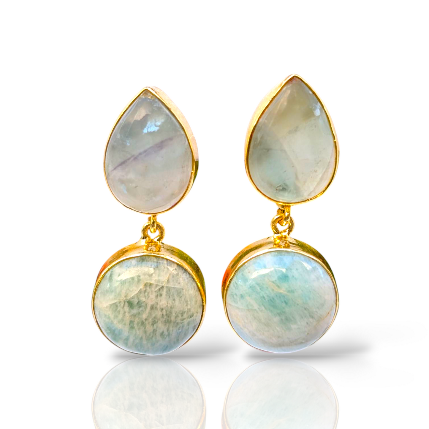 Amazonite Handmade Gold Earrings