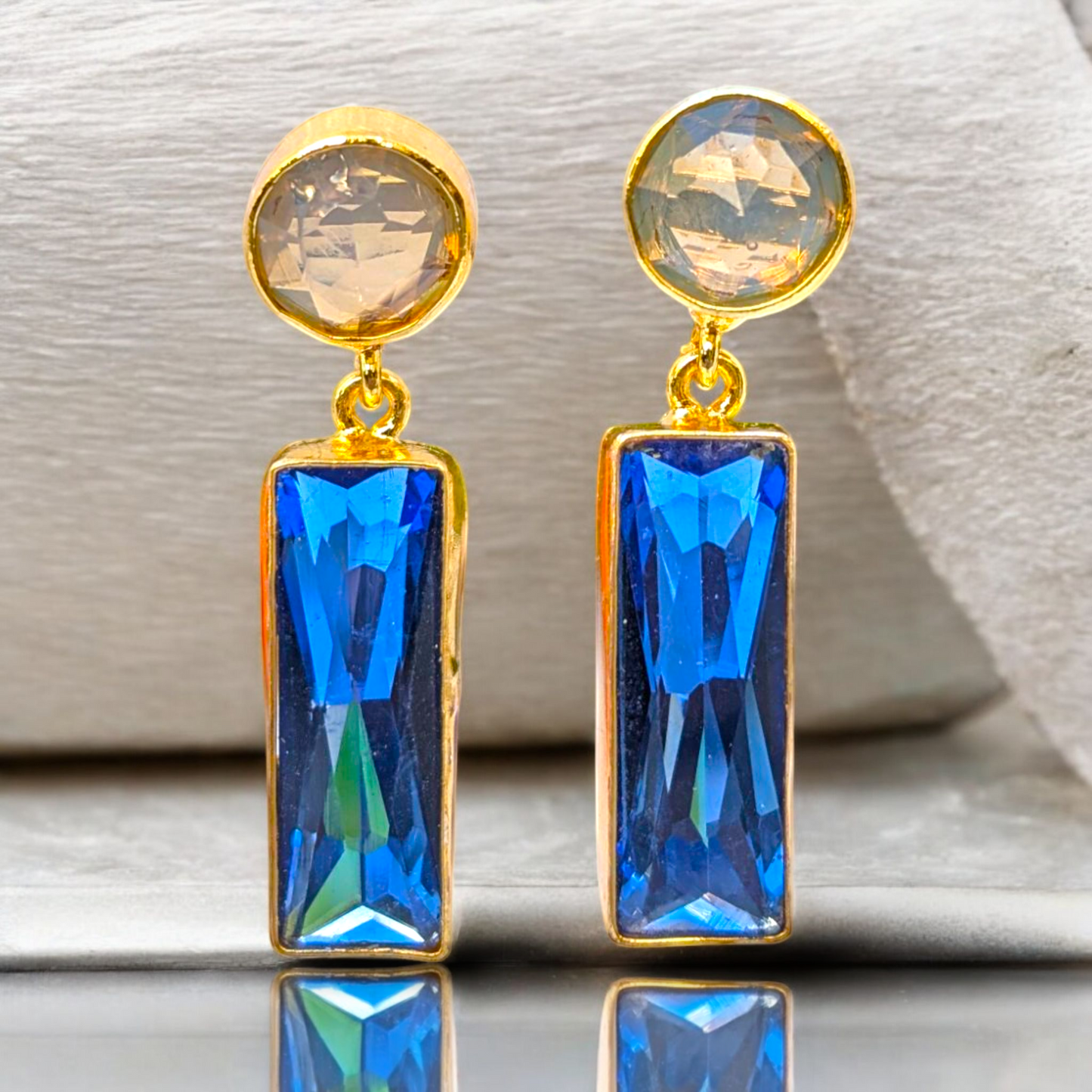 Rough Amethyst and Rough Citrine Handmade Gold Earrings (Copy)
