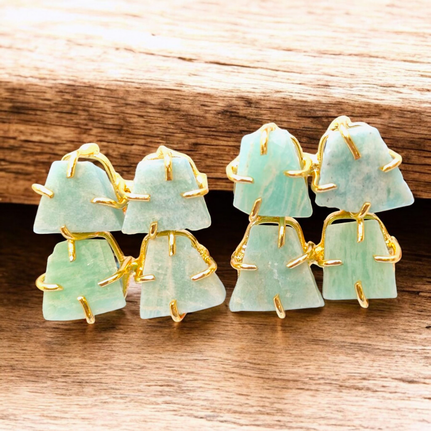 Rough Apetite Stone Handmade Gold Stud Earrings
