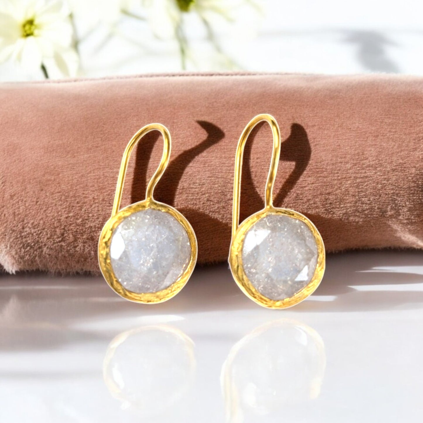 Round Clear CZ Drop Earrings