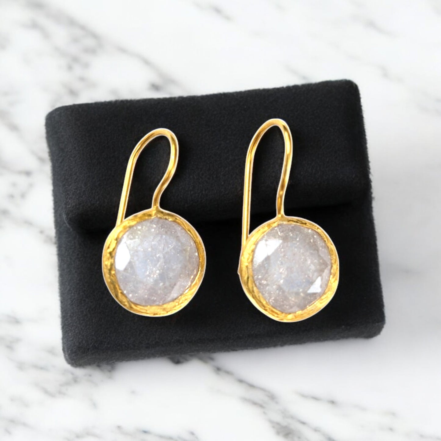 Round Clear CZ Drop Earrings