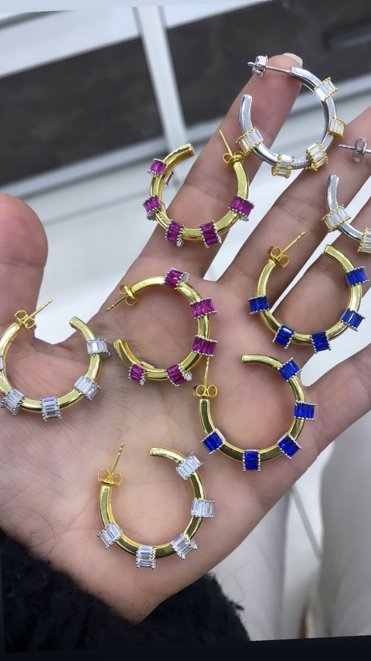 Colorful Stone Star Earrings