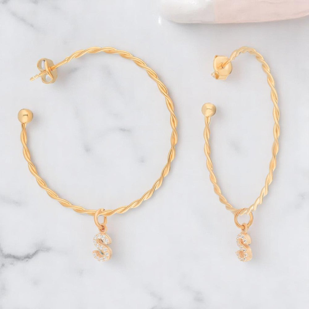 Personalized Diamond Initial Hoop Earring