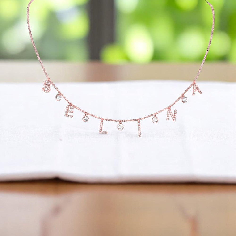 Personalized Diamond Drop Letter Name Necklace