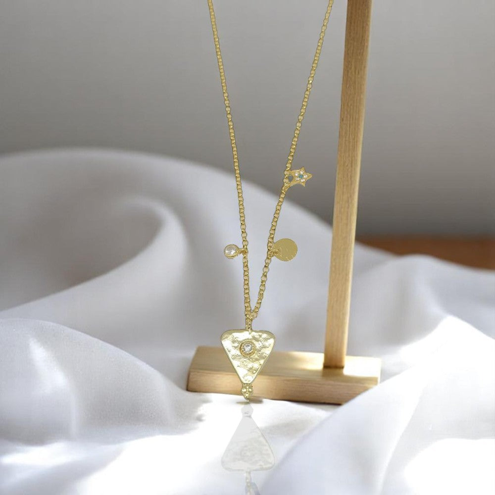 Dainty Diamond Triangle Charm Necklace