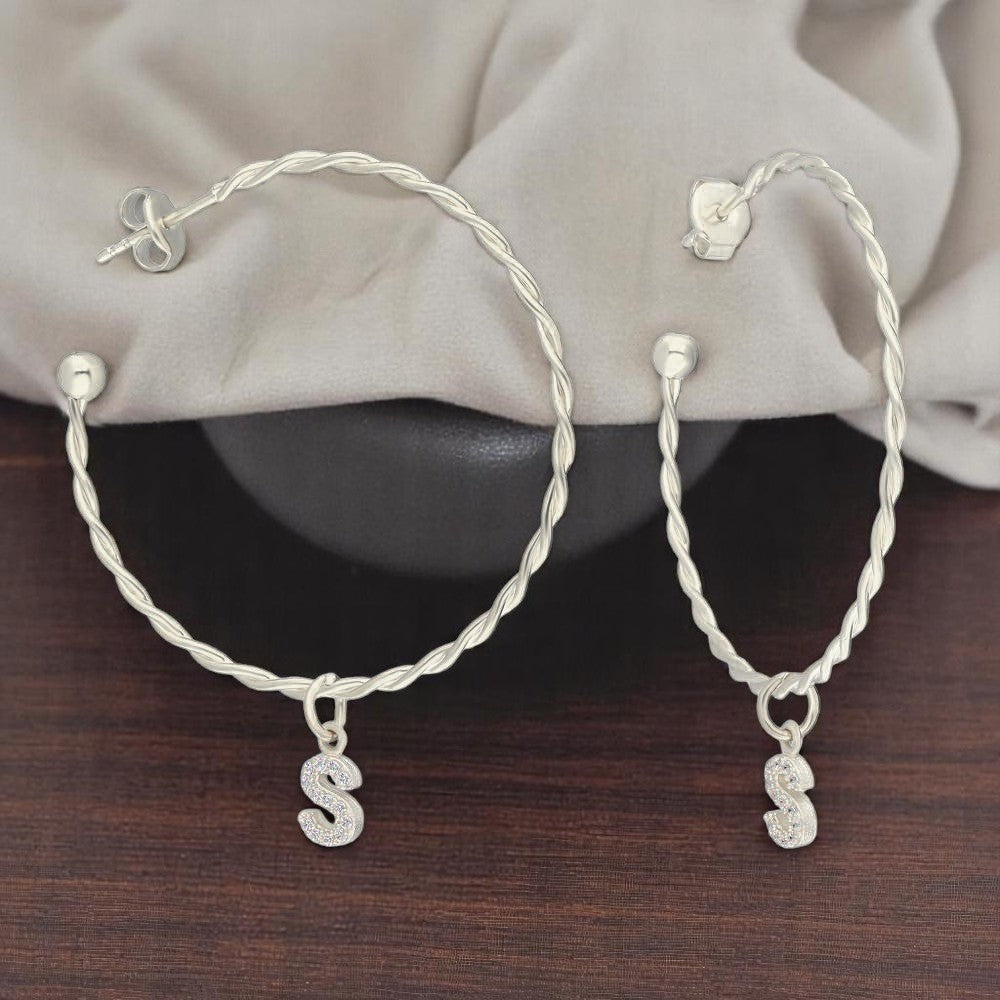 Personalized Diamond Initial Hoop Earring